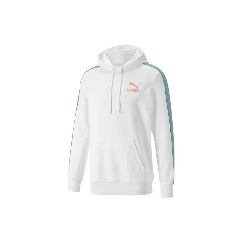 Puma Logo Print Drawstring Hoodie With Long Sleeves Men Tops White 531354-A-52