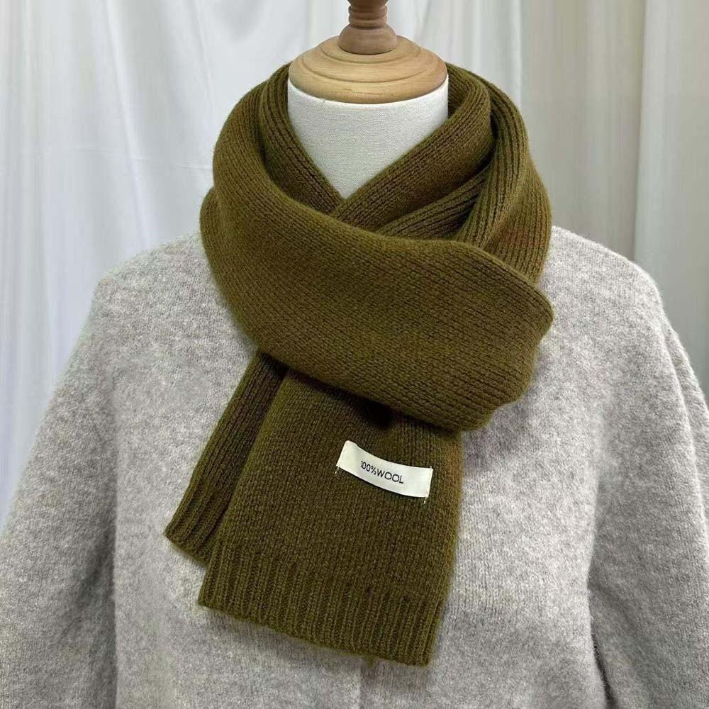 Cold-proof Knitting Wool Scarf Solid Color Winter Warmer Scarf Long Thickened Neckscarf  Winter