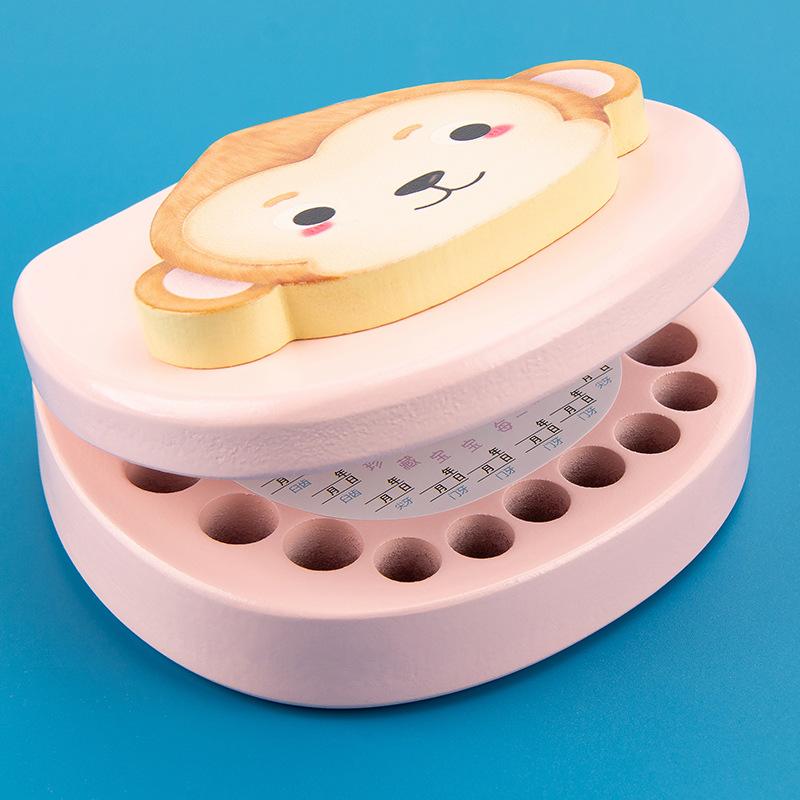 Baby Baby Teeth Storage Box Baby Fetal Hair Collection Box Children's Tooth Change Storage Commemorative Box Wooden