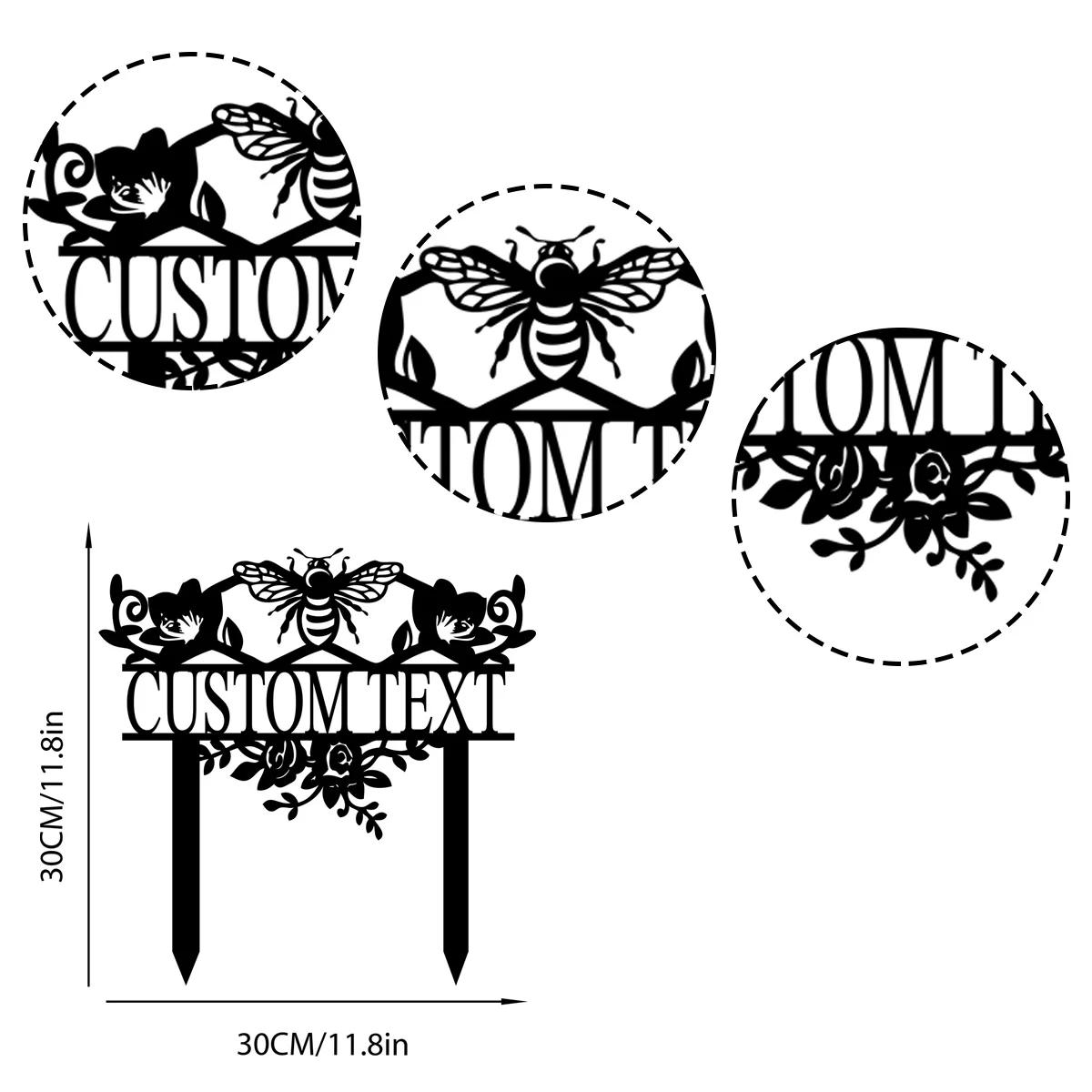 

Metal Bee Garden Stake, Personalized Yard Art, Outdoor Decor for Patio, Flower Bed Ornament, Gardener Gift