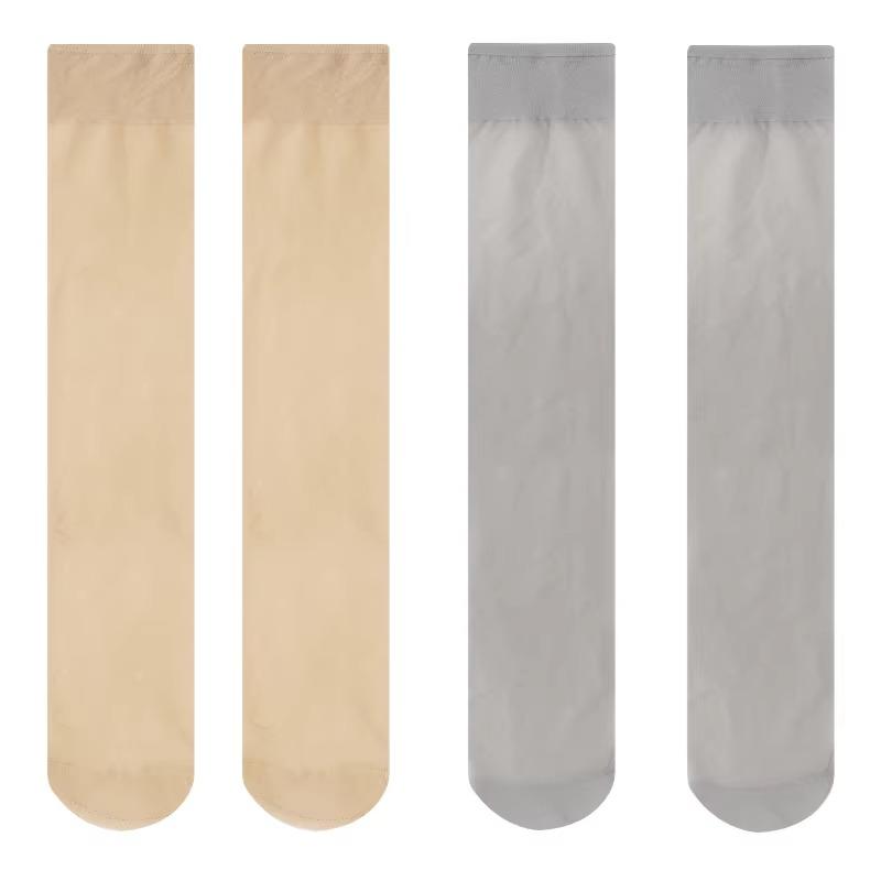 1/4 paire de chaussettes printemps-été en soie cristal pour femmes, chaussettes longues respirantes et sexy en peau noire, chaussettes transparentes décontractées en nylon pour filles