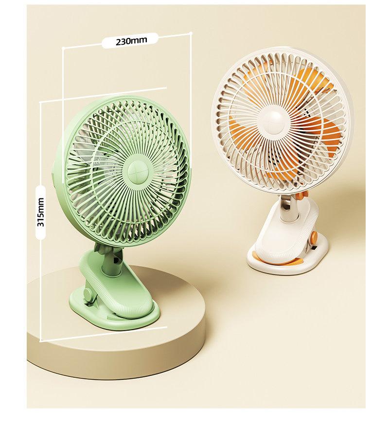 Rechargeable Silent Electric Desktop Clip-On Fan for Dorm, Office, or Bedside.