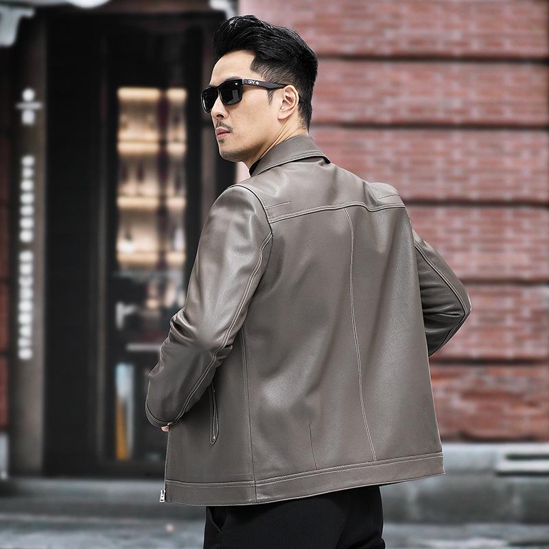 Autumn and winter new style genuine leather jacket men's sheepskin coat lapel jacket business men's wear