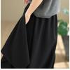 DIMANAF 2026 Summer Beach Plus Size Solid Black Long Pants Women Elastic Waist Loose Vintage Casual Trousers Skirt Pants Bottoms