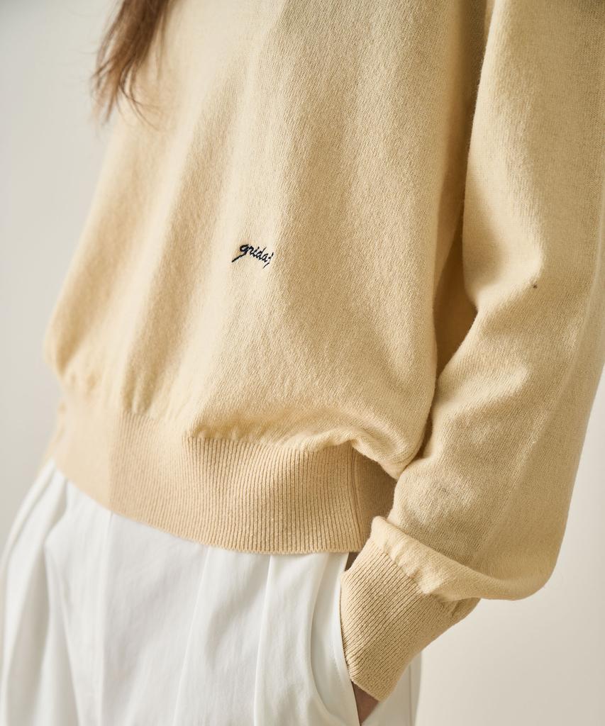 GRIDAJ Fine Wool V-Neck Pullover _ Yellow