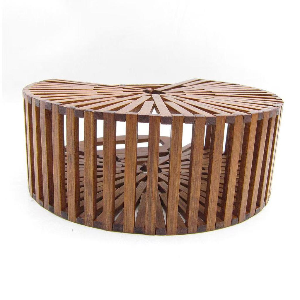 Bamboo Woven Beach Bag - European & American Style Round Retro Design