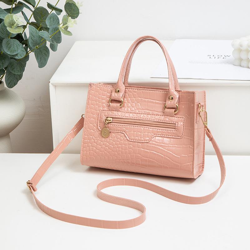 

New fashion trend glossy stone pattern locomotive bag portable shoulder crossbody women s bag portable small square bag рожевий