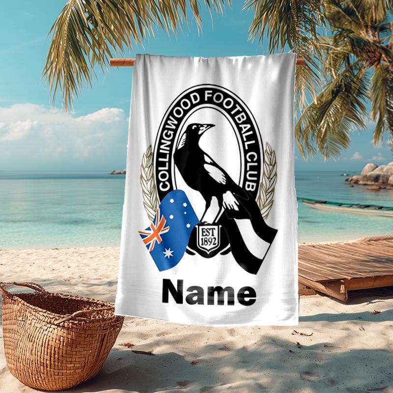 Custom Name Ultra-Soft Beach Towel with AFL Theme,Ideal for Pool - Camping, Diving - Perfect Travel Essential, Vibrant Beach Towel.