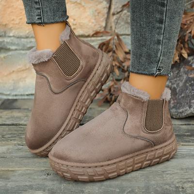 Fashion 2025 Winter Women Short Plush Warm Snow Boots Casual Shoes New Suede Fur Chelsea Ankle Boots Flats Platform Ladies Shoes
