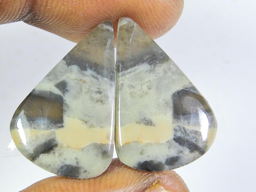 Natural Puff Jasper Matched Pair Pear Cabochon Loose Gemstone 15X23X03 MM SK-275