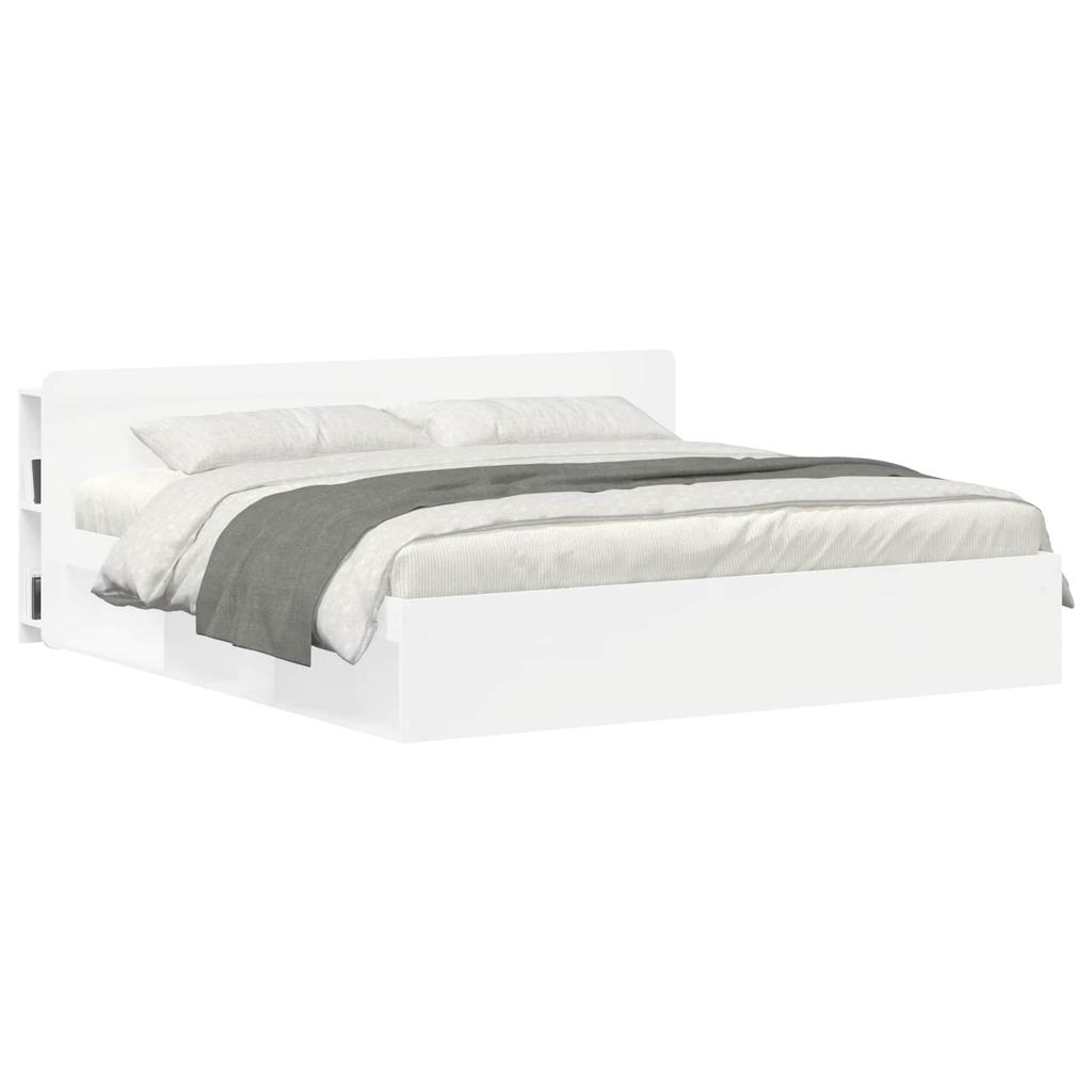 Headboard Cabinet with Storage White Wood Based Material