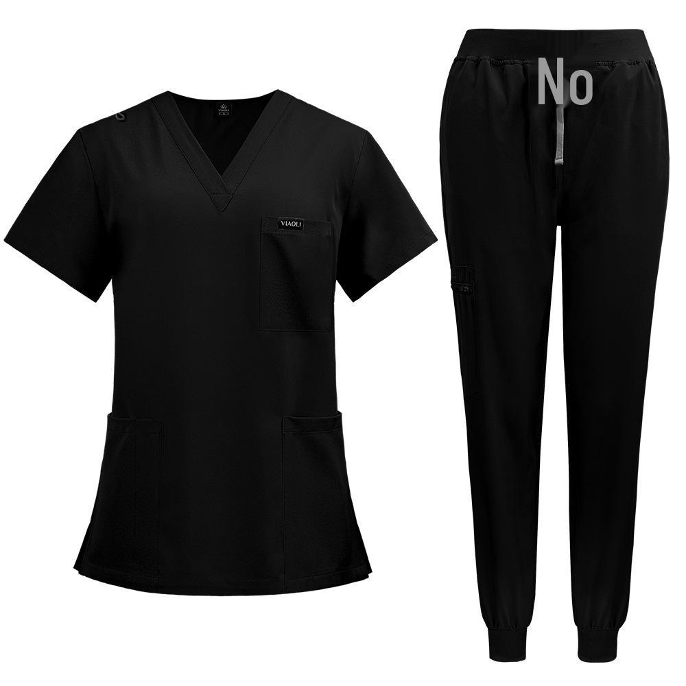 Unisex Quick-Dry Short-Sleeve Scrub Suit: Medical Two-Piece Set for Nurses and Hospital Staff