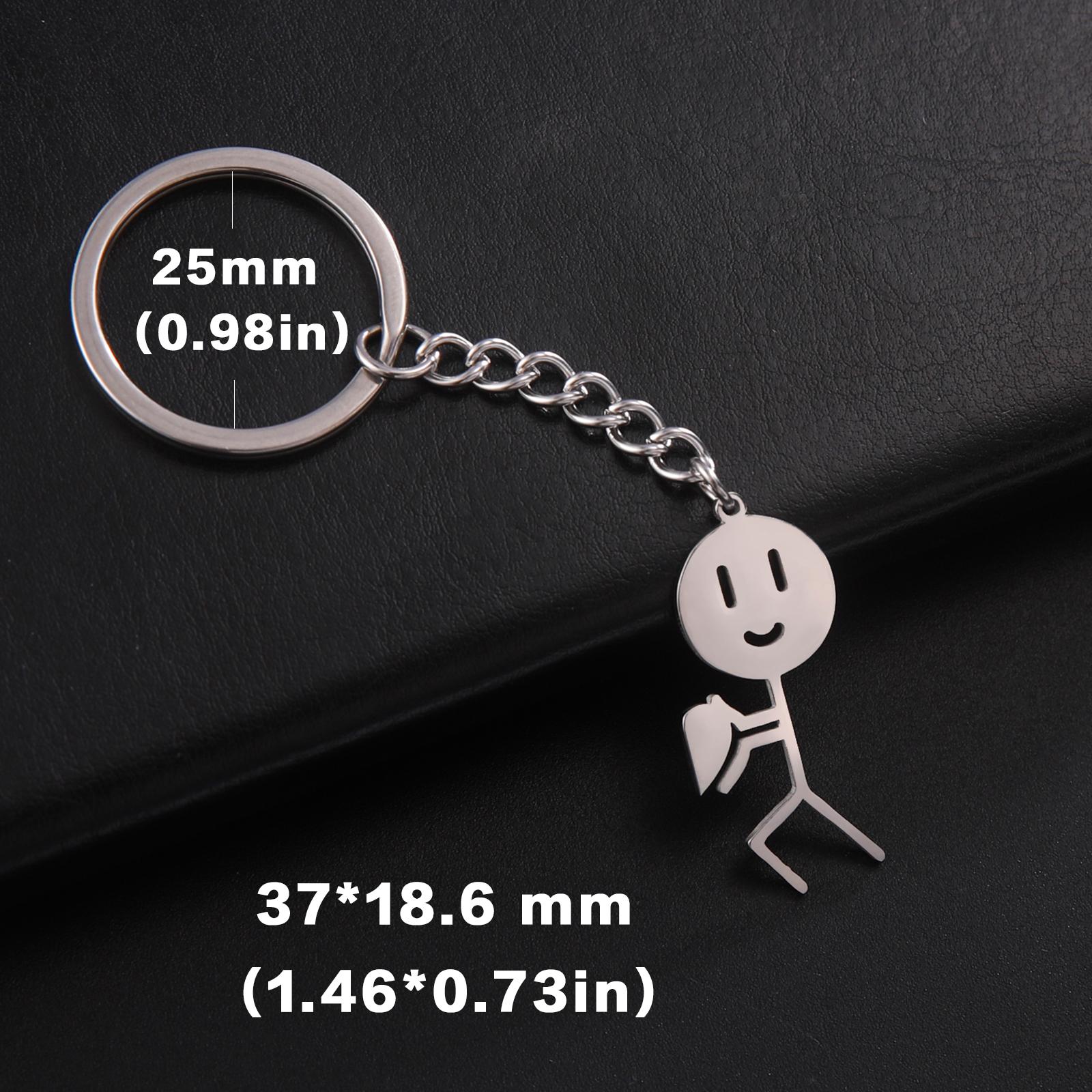 

Teamer Funny Middle Finger Stickman Keychain 2026 Cute Trend School Bag Car Key Pendant Couple New Trinket Gift Keyring Gold color