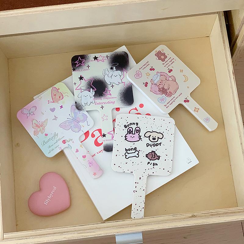 1 Stück Handspiegel Quadratischer Spiegel Weiblicher Griff Make-up Kosmetik Schönheitswerkzeuge Handspiegel Schminkwerkzeuge