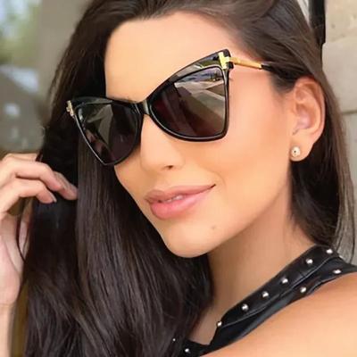 Fashion Cat Eye Sunglasses Women  Luxury Brand Channel Vintage Cateye Sun Glasses For Ladies Butterfly Semi-Rimless Sunglass