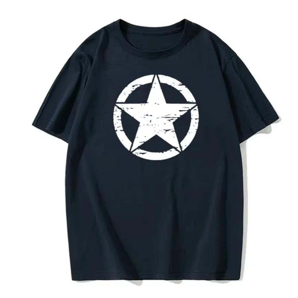 Summer Men's Short-sleeved Fashion Casual Printed Daily Versatile and Comfortable Round Neck Solid Color T-shirt Men's Tops