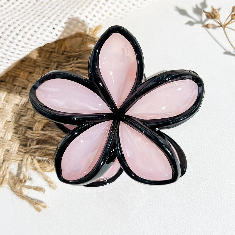 Colorful Contrasting Frangipani Hairpins Flower GrabbersSweet Back of The Head Updo Shark Hairpins
