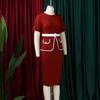 Women Plus Size Elegant High Waist Bodycon Short Sleeve Office Midi Pencil Dress