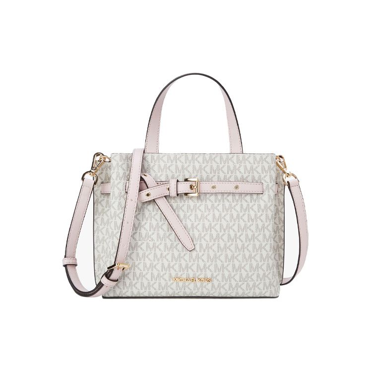 

Michael Kors MK Emilia Monogram Logo Square Woven Strap Zipper Commuter Shoulder Crossbody Handbag Small Women handbag 35H0GU5S1B-PWD-BLSH-MLT Small