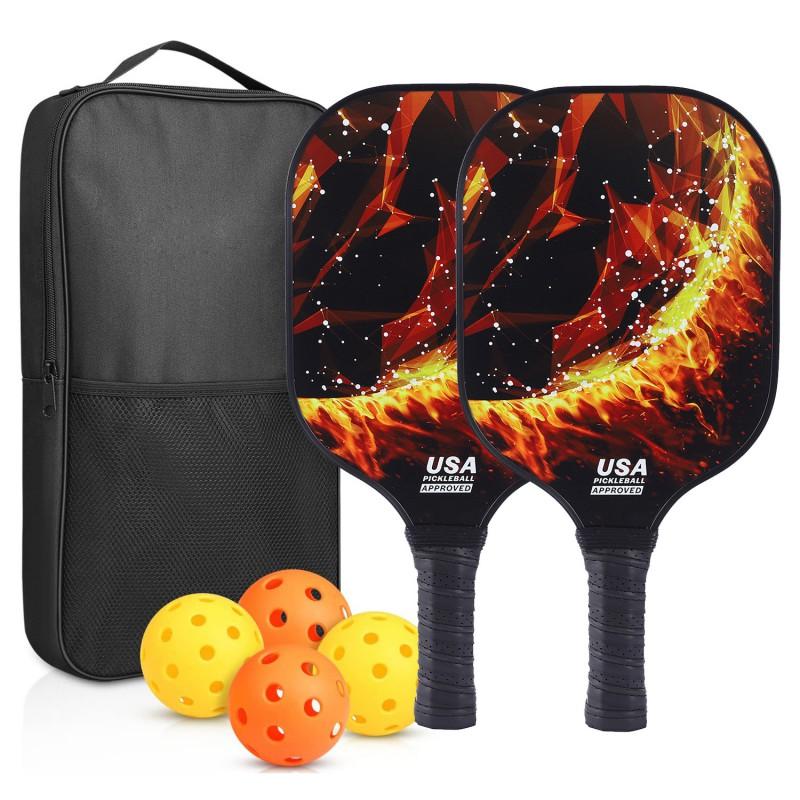 Carbon Fiber Pickleball Paddle Set With PP Honeycomb Core UV Printed Racket Beginners To Advanced Players