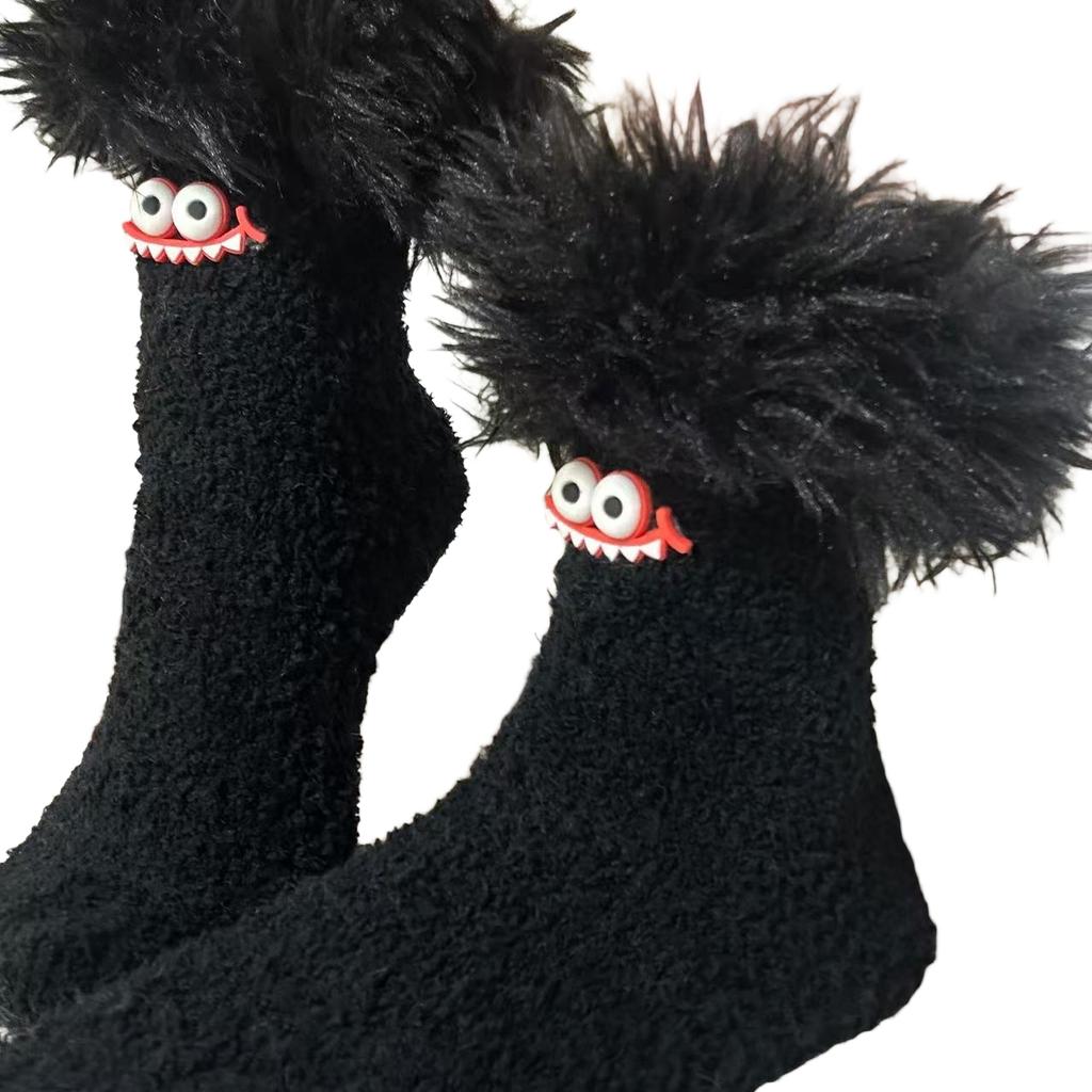 Women's Mid Calf Floor Socks with Pattern, Thick Warm Socks for Indoor Use
