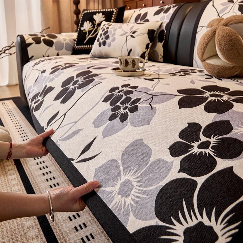 

New Chinese-Style Medieval Sofa Cushion, One-Piece Light Luxury, High-End Sense, Universal In All Seasons, Straight Row, Leather Case, Cover Cloth 70*70cm