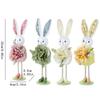 Standing Flower Rabbit Figurine Cute Bunny Doll Figures Easter Bunny Ornament  Kids Gifts