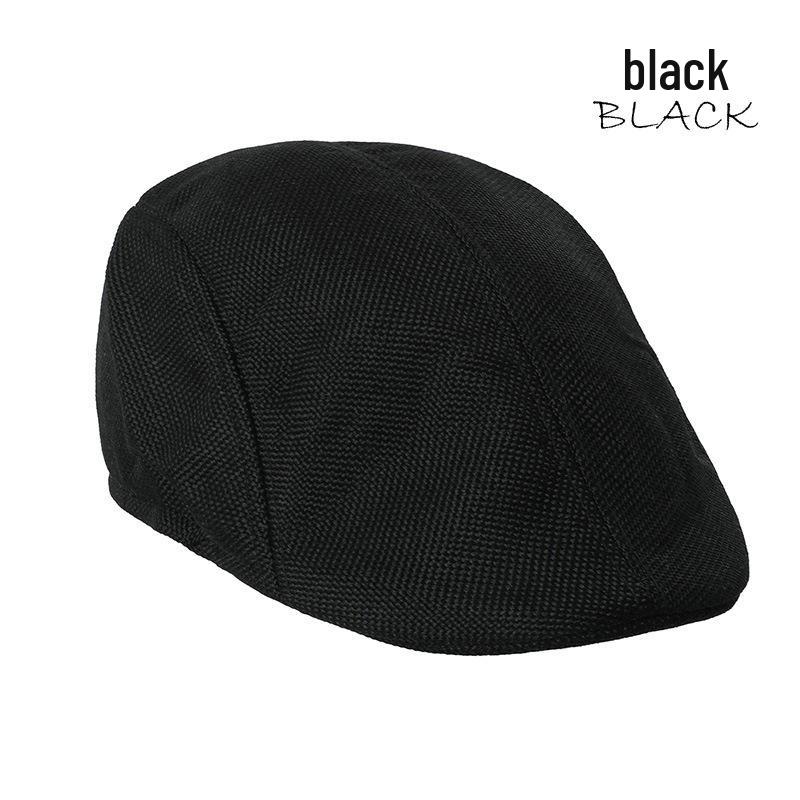 

Дышащий льняной берет на весну и осень - Унисекс шляпа от солнца, однотонный, полый дизайн. чёрный/льняной