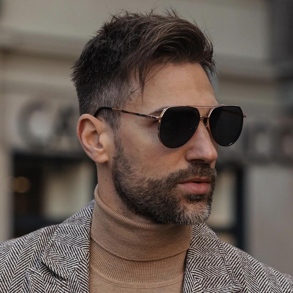 New Vintage Metal Sunglasses Men Retro Trendy Black Shades UV400 Protection for Driving Fishing Fashion Eyewear