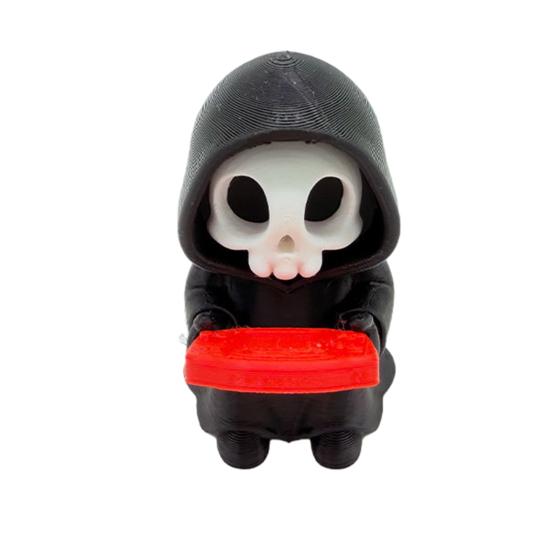 Mini Grim Reaper Statue, 3D Printed Halloween Skull Grim Reaper Figurine for Tabletop, Desk, Shelf Home Decor