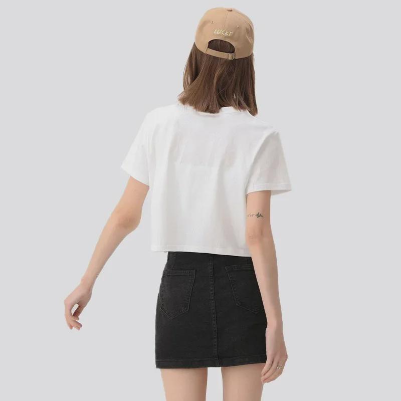 Women's Pure Cotton Cropped T-Shirt - Summer Breathable, Solid White, Short-Sleeve