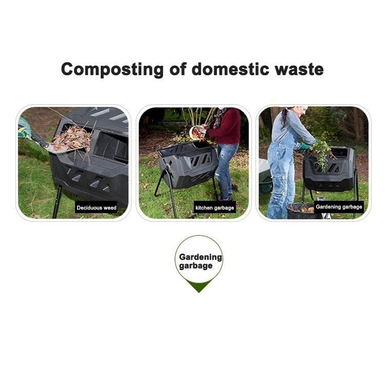 42 Gallon Compost Bin Rotatable Black Compost Container for Outdoor Garden Yard Supplies