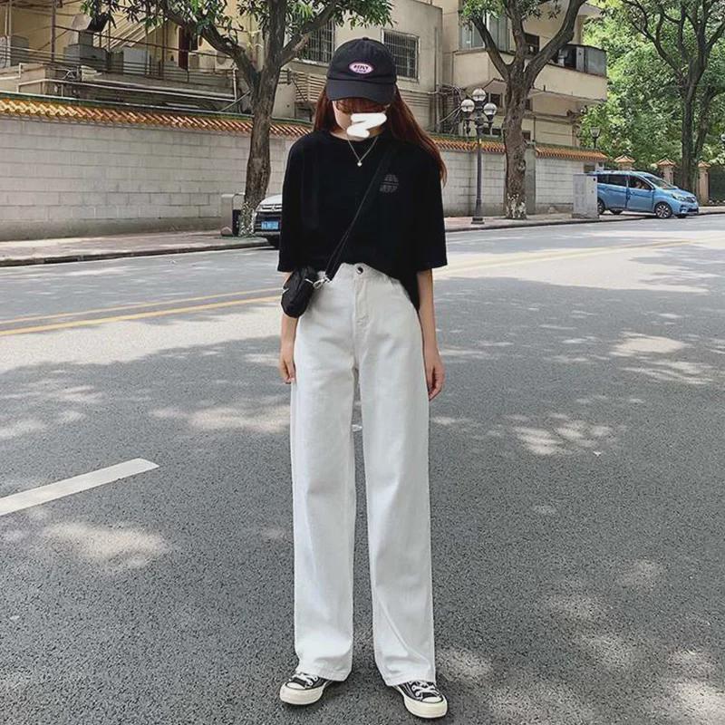 Women's Wide-Leg High-Waist Denim Pants - Slim, Loose Fit for Spring & Autumn 2024