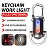 Powerful Mini COB LED Keychain Flashlight USB Rechargeable Hanging Work Light Waterproof Keyring Camping Walking Pocket Lamp