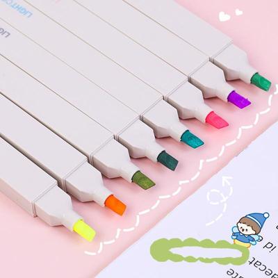 6-teiliges superweiches Doppelkopf-Textmarker-Stift-Set, Pinselspitze, helle Farbe, Marker, Spot-Liner für Zeichnen, Malen, Kunst, Schule