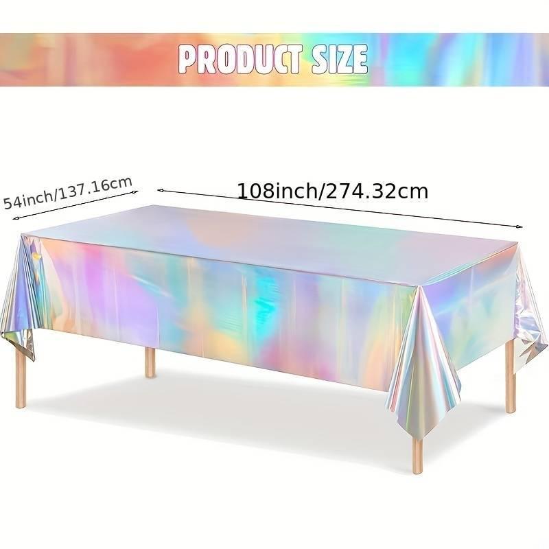 Iridescence Laser Aluminum Film Tablecloth Table Cover Happy Birthday Party Decortion Kids Baby Shower Tablecloth Supplies