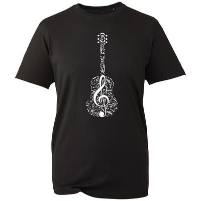 Acoustic Guitar Musical Note Artistic Musician Gift Unisex Black Cotton Tshirt