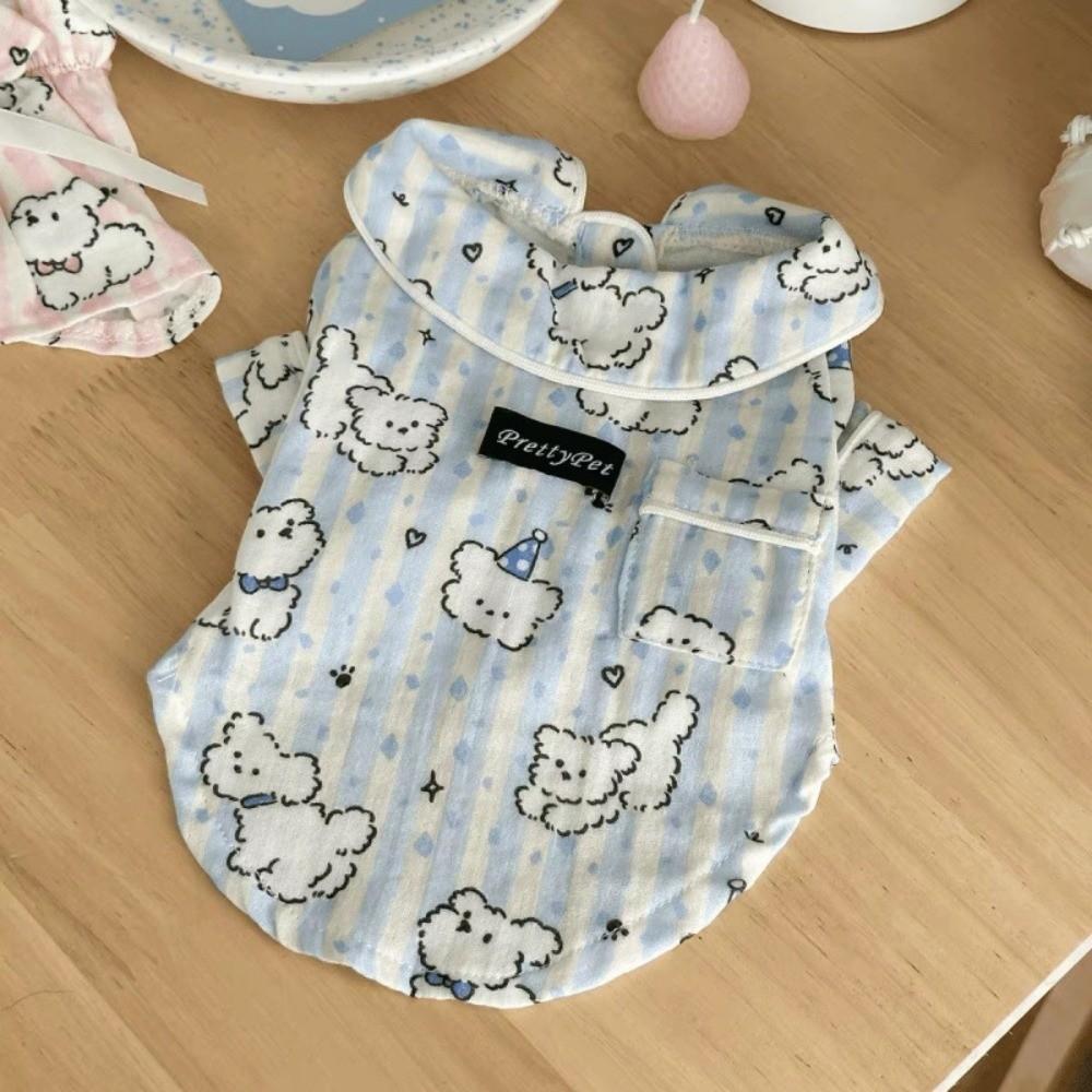 

Cute Puppy Pattern Dog Sleepwear Breathable Pet Home Clothes New Short Sleeve Wear Indoor Wear XS
