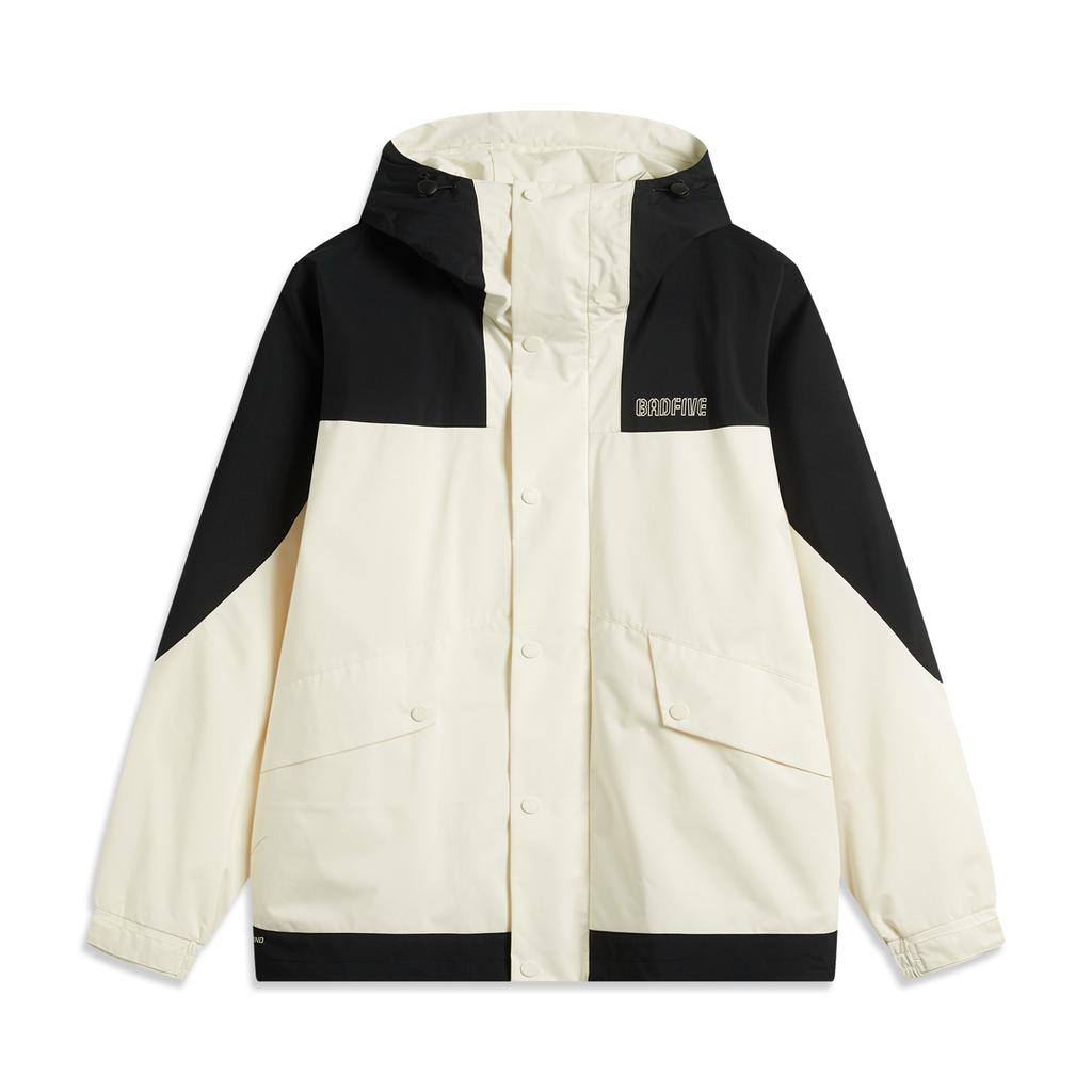 Li Ning Basketball Series Bad Five Casual Comfortable Color Block Jacket Men Jacket Off-White Black AFDV529-1