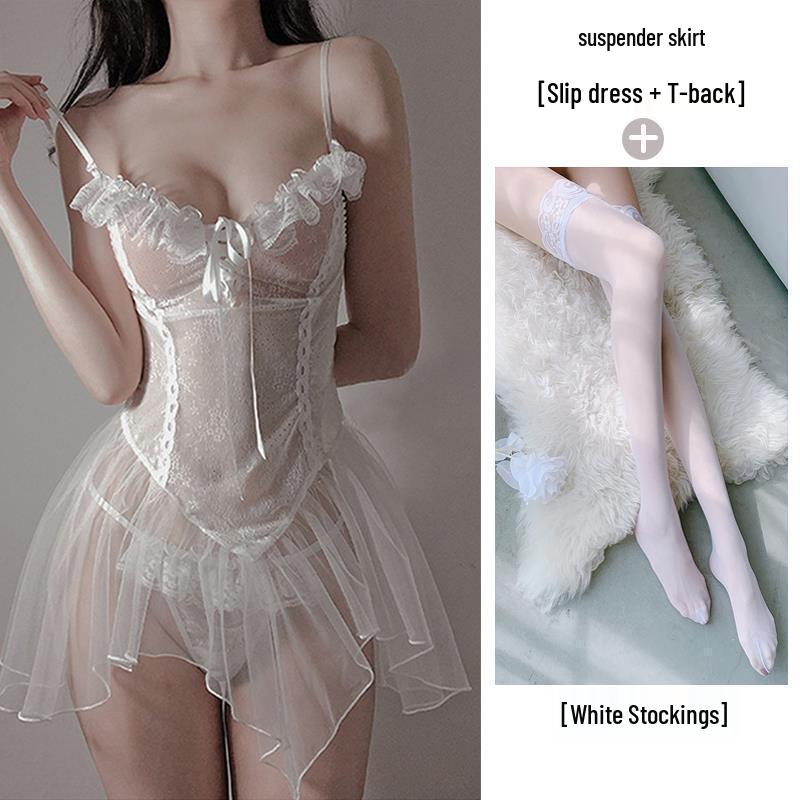 Provocative Transparent Lingerie Set: Flirty Bra and Pajama for Passionate Nights