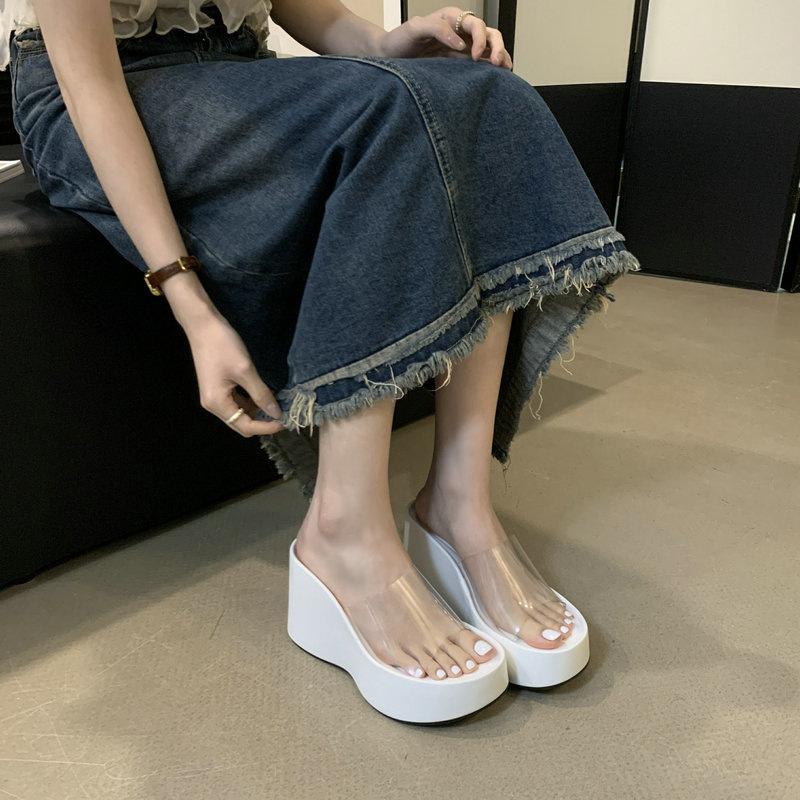 Summer open-toed casual shoes platform women's cool slippers version beach shoes one-word
