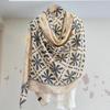 Cotton Ethnic Style Yarn Shawl Long Square Hijab Scarf Sweet Big Pattern Headscarf  Vacation