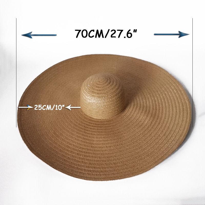 CM oversized brim braided hat women's spring and summer versatile beach hat vacation sun hat sun hat