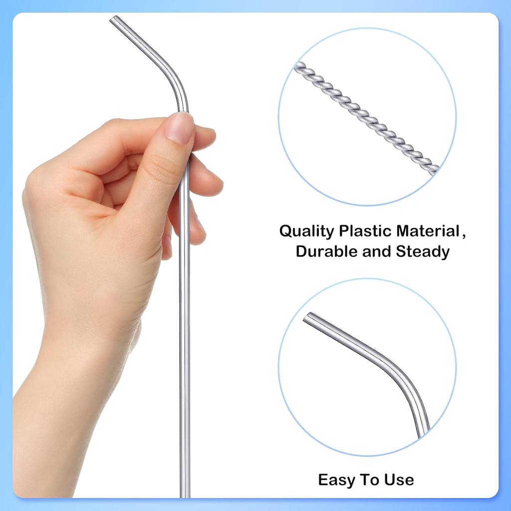 Geiserailie 8 Pieces 14 Inch Stainless Steel Straws Long Drinking Straws for 100 oz Tumblers, Extra with 4 Pieces Cleaning Brush(Silver)