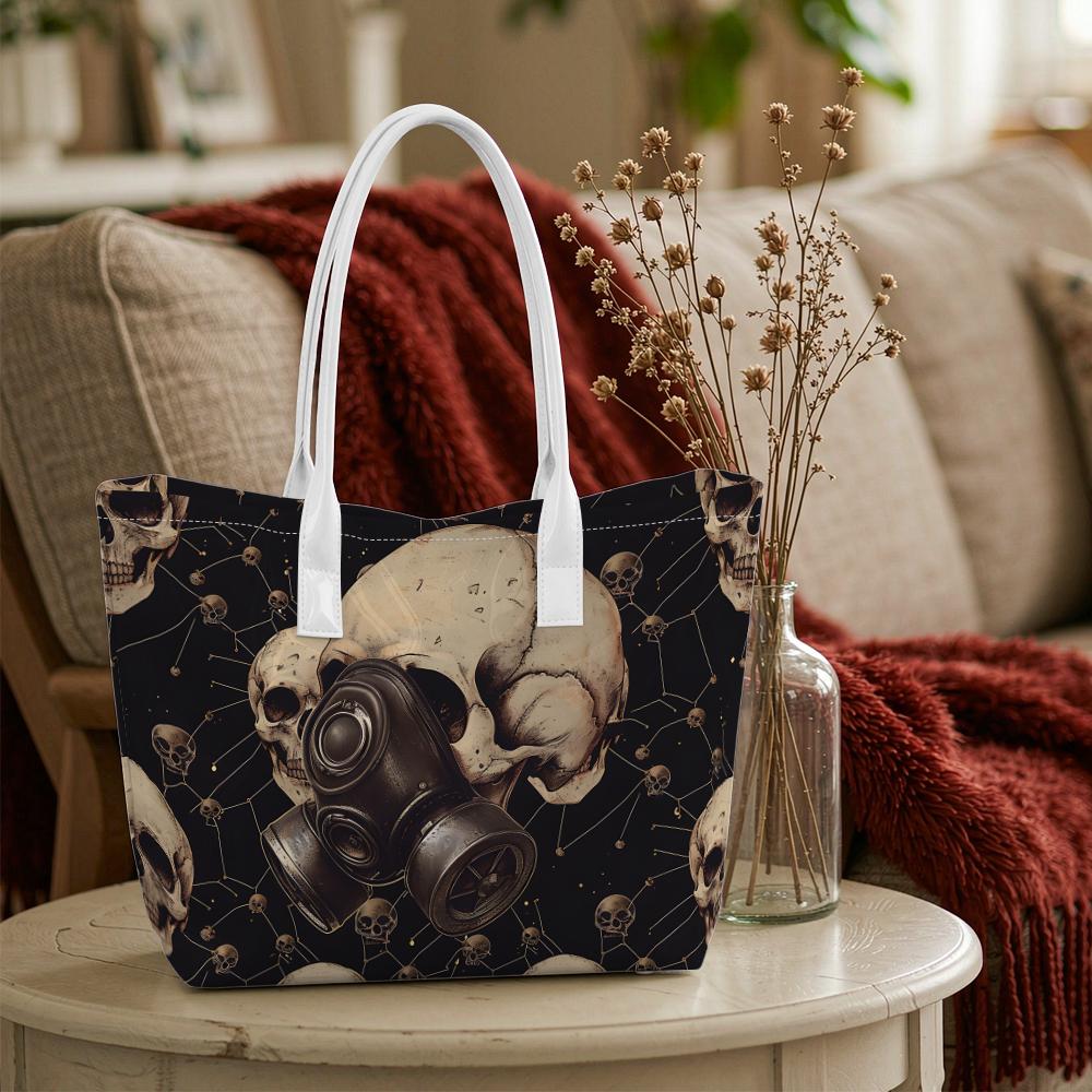 Gothic Skull Tote Bag Fashion Large Capacity Daily Carry Shoulder Bag for Outdoor Shopping