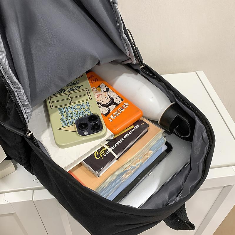 Solid Color Backpack Large Capacity Student School Bag College Style Backpack