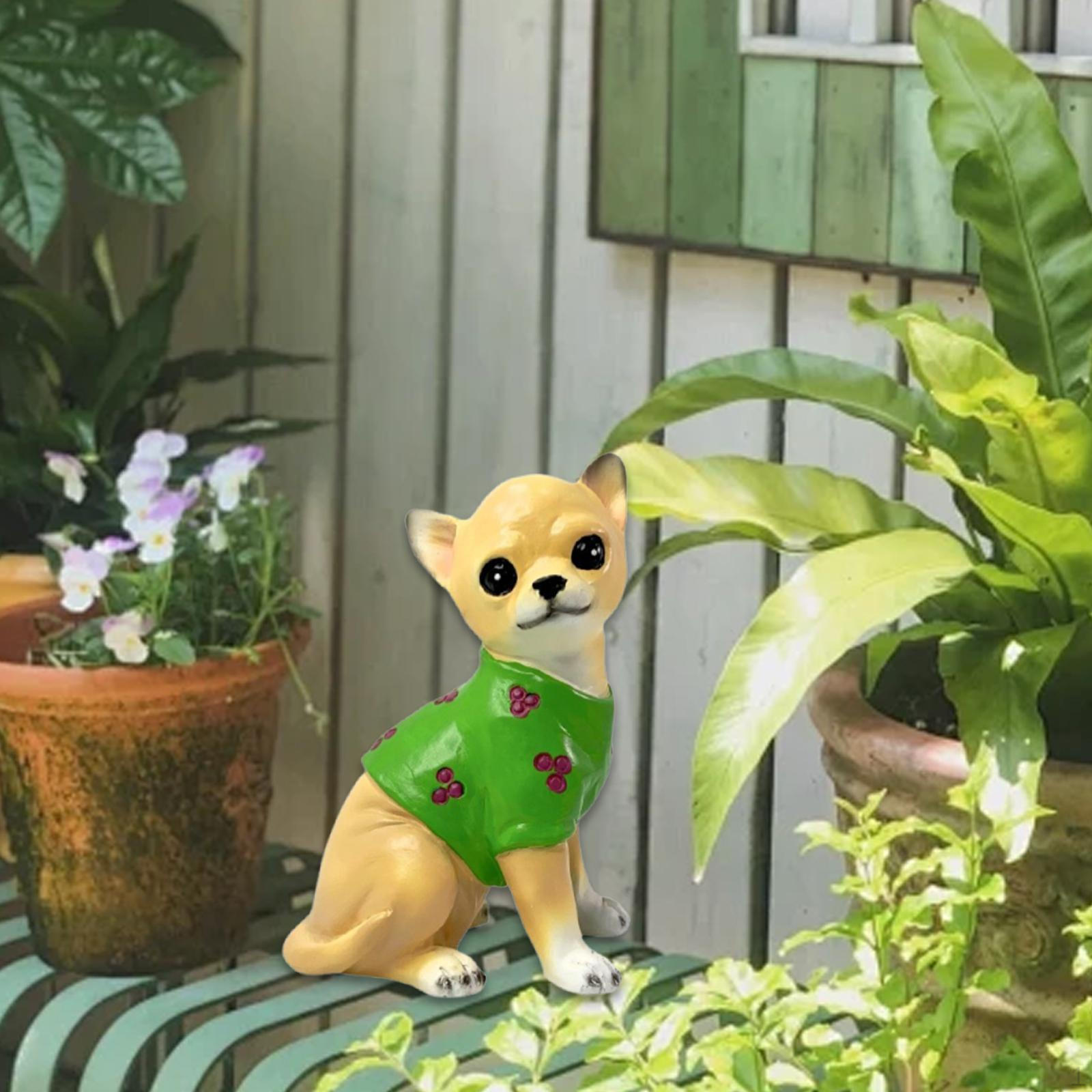 

Dog Statue Animal Figurine Crafts Housewarming Gift Desktop Ornament Resin Sculpture for Balcony Chihuahua Statue