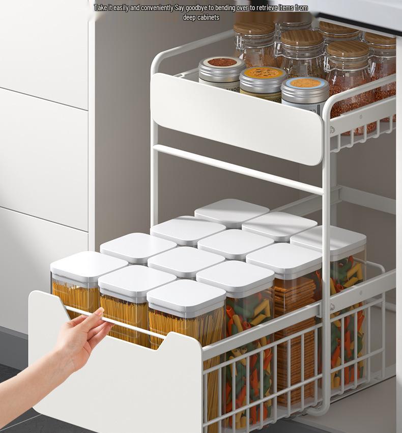 Estante para Fregadero de Cocina Multifuncional con Cestas Extraíbles y Almacenamiento para Especias