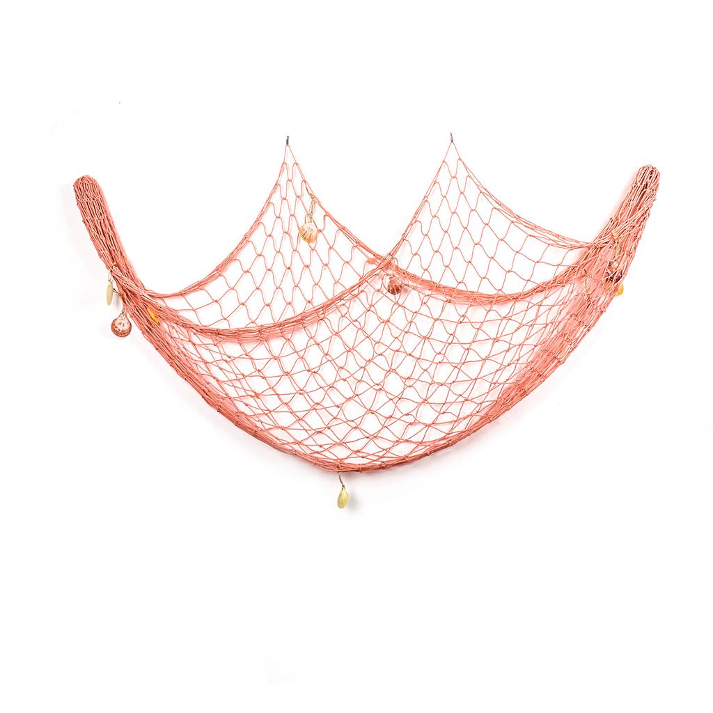 Mediterranean Decorative Fishing Net, Thick Thread Cotton and Linen Rope Shell Background Wall Creative Photo Decorative Hanging Net