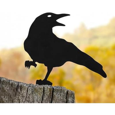 Schwarzes Metall Rabe Gartendekoration Außen Krähe Silhouette Hofornament Zaunaufsatz Gotische Hausstatue Hexenhaftes Geschenk